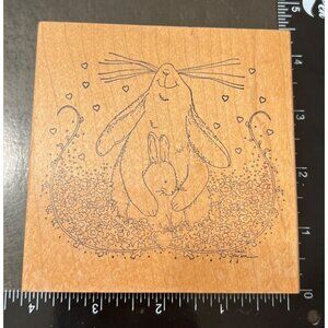 Wood-Mounted Rubber Stamp Bunny & Baby Rabbit Design Easter Linda Gray Son